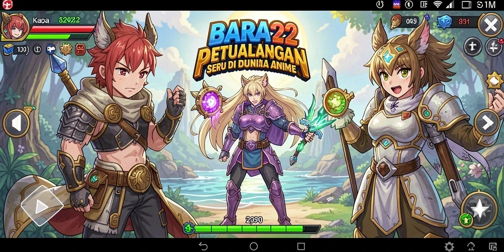 Tampilan gameplay <strong>BARA22</strong> yang menakjubkan dengan karakter favorit dari anime.