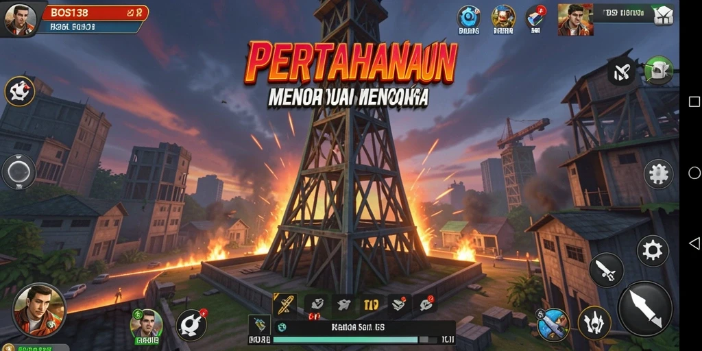 Tampilan gameplay BOS138 dengan strategi menara yang menarik.
