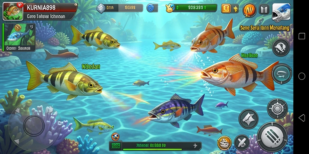 Tampilan gameplay KURNIA898 dengan aksi tembak ikan yang seru.